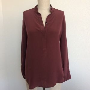 Madewell Burgundy Silk Cinema Blouse